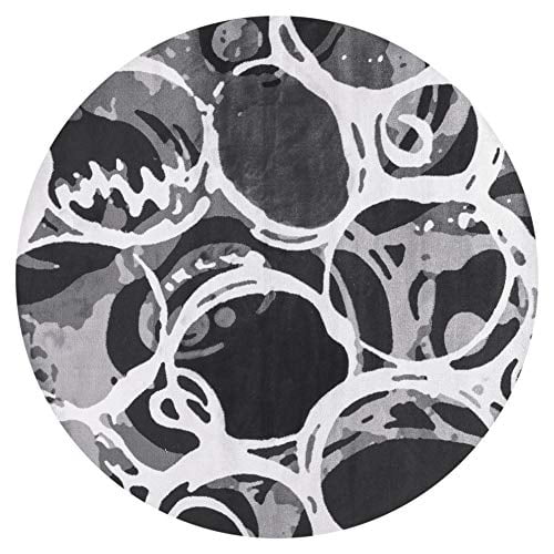 GAD Premium Indoor Contemporary Circles Area Rug (6'7" Round) Black