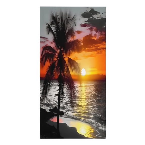 RKSupls Silhouette Palm Sunset Beach Microfiber Beach Towel Absorbent Compact Towels for Swimming Pool Beach Travel Things for Vacation Essentials Adult Gift,61.4×30.3Inch