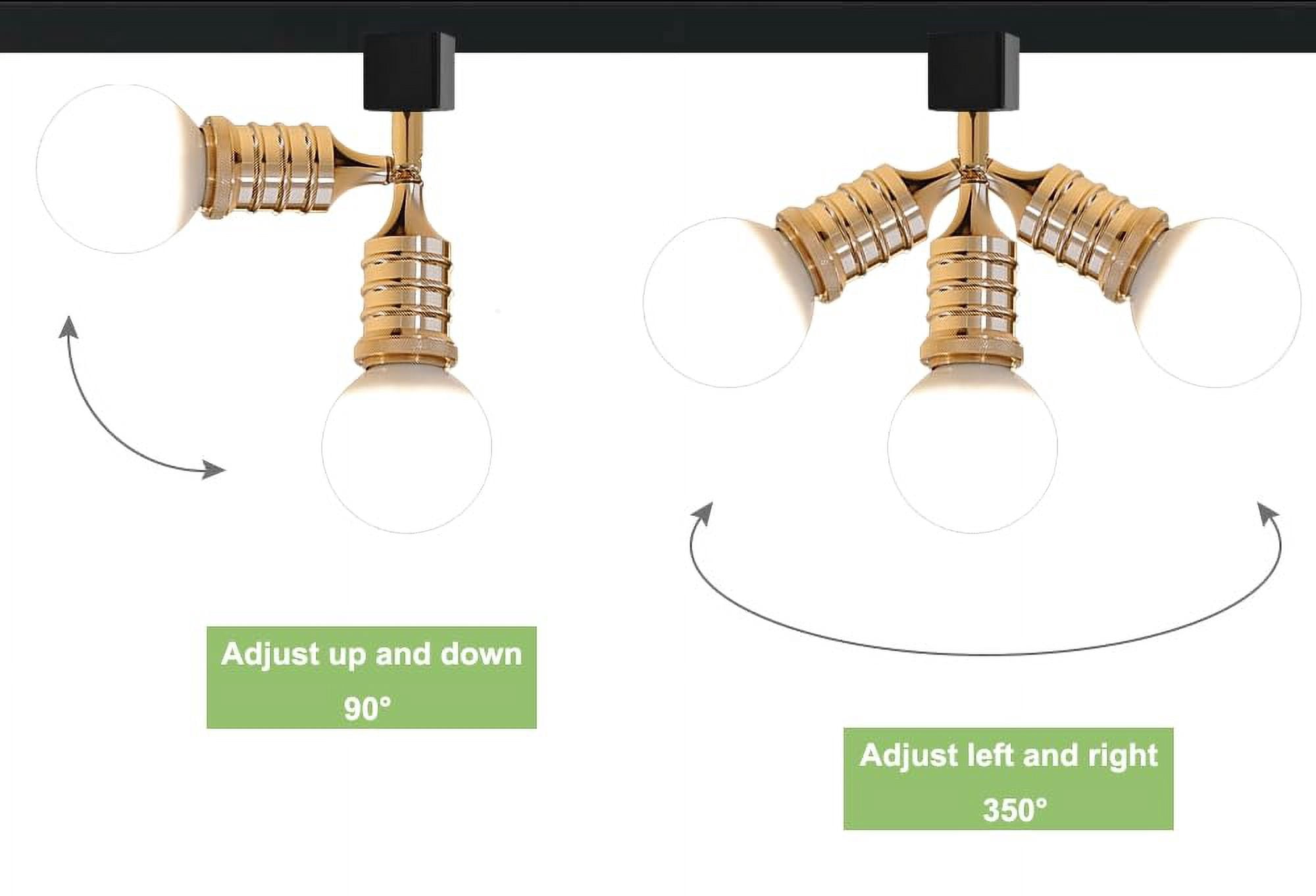 KAYYELAMP 3-Pack French Gold E26 Base Juno System Adjustable Titl Angle Track Lighting Modern Design for Farmhouse Kitchen Sink Gallery Loft(No Bulb, Track)