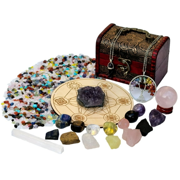 20PCS Natural Crystals and Healing Stones Set, Christmas Gifts for Women, Chakra Stones, Ball Crystals Set,Amethyst Cluster Sphere Pyramid Selenite Birthday Gifts for Women