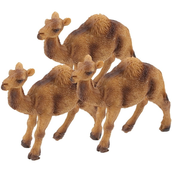 ETHZZLE 3Pcs Camel Model Ornaments Orange Color Natural Design for Desk Decor and Display
