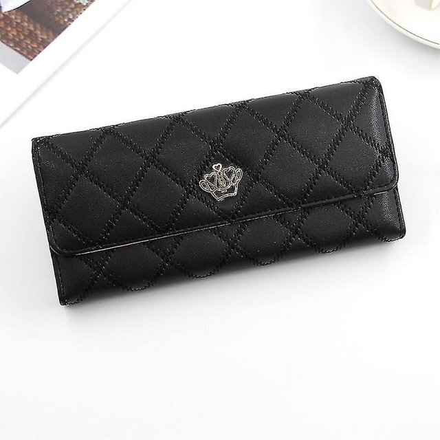 Carteras de cuero para mujer con bloqueo de chequera y ranuras para tarjetas de crédito, color negro