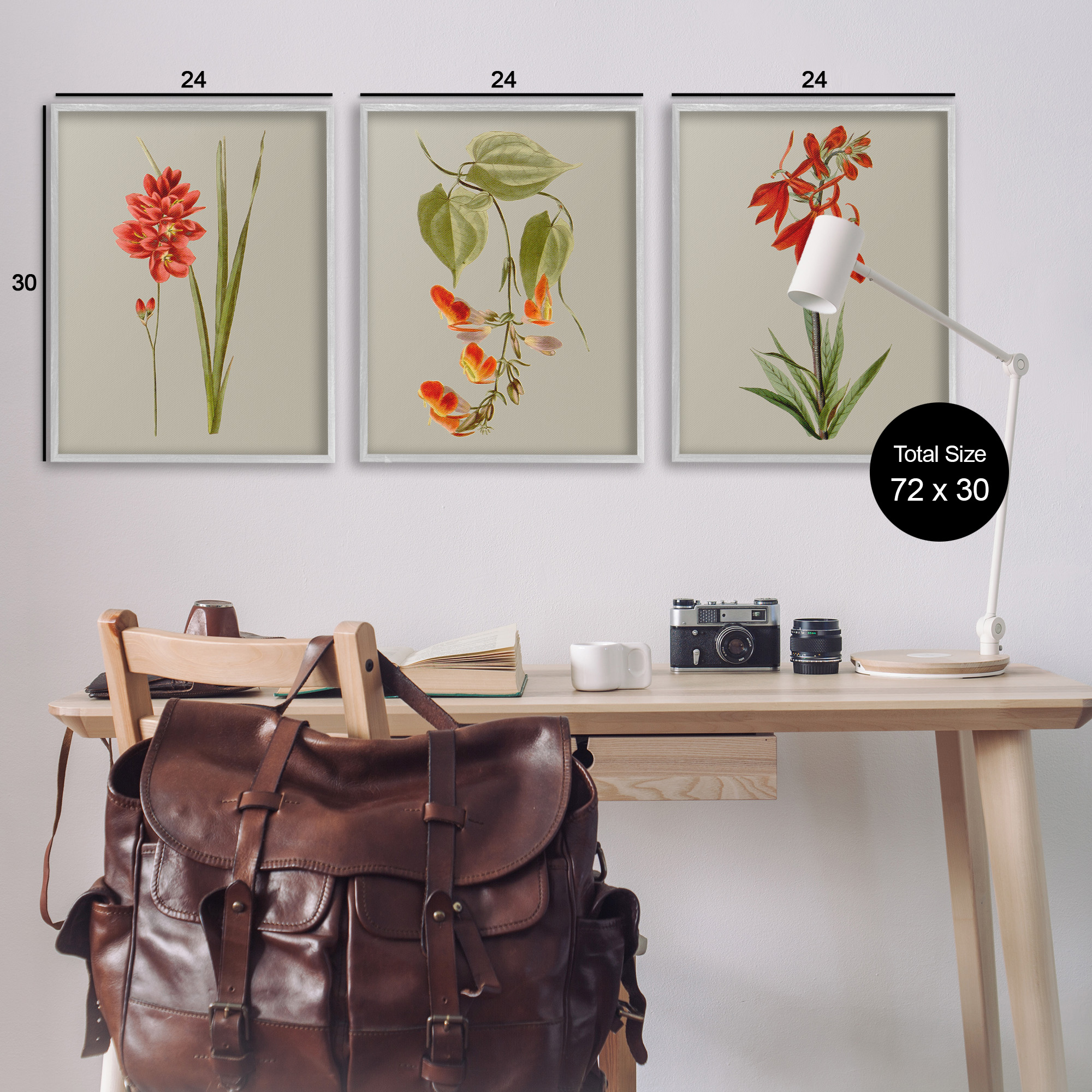 Stupell Industries Woodland Flower Study Botanical & Floral Painting Gray Framed Art Print Wall Art, 24 x 30, Set of 3