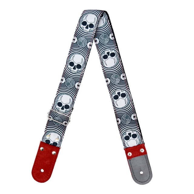 Correa para guitarra Strap o Tahali para guitarra acústica, bajo eléctrico, guitarra eléctrica Kidam Audio Calaveras Rojo