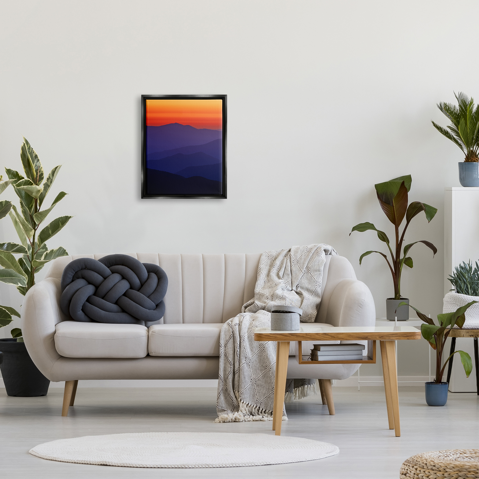 Stupell Bold Mountain Sunrise Sky Landscape Photography Black Floater Framed Art Print Wall Art