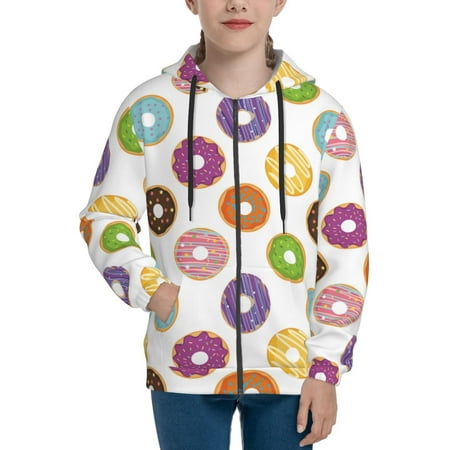 

Hoodies for Teen Girls Boys Cartoon Colourful Donuts Long Sleeve Youth Kids Essentials Zip Up Hoodie Lghtweight Fashion Hoodies & Sweatshirts Jacket Fall Winter Outfits Tops