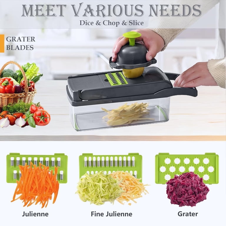 Behome Mandoline Slicer 15-in-1 Veggie Chopper - Gray photo 4