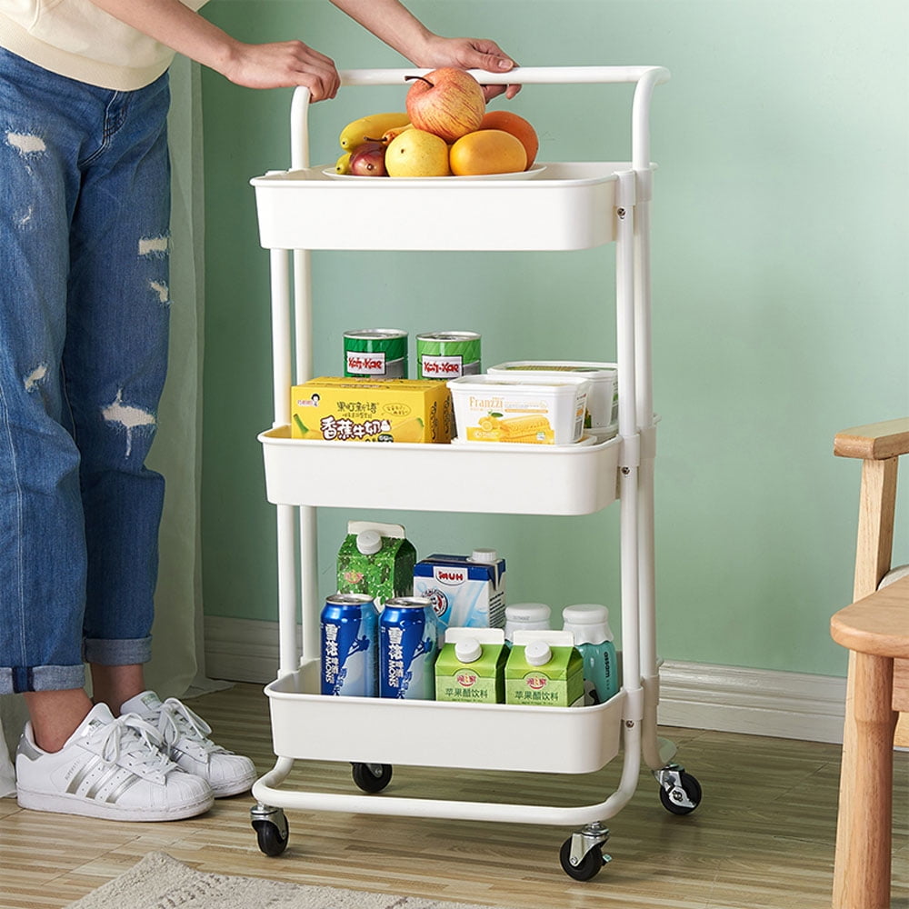 Lowestbest 3-Tier Storage Utility Cart, Mobile Shelving Unit Organizer with 4 Wheels for Home Kitchen Office Lowestbest 3-Tier Storage Utility Cart, Mobile Shelving Unit Organizer with 4 Wheels for Home Kitchen Office