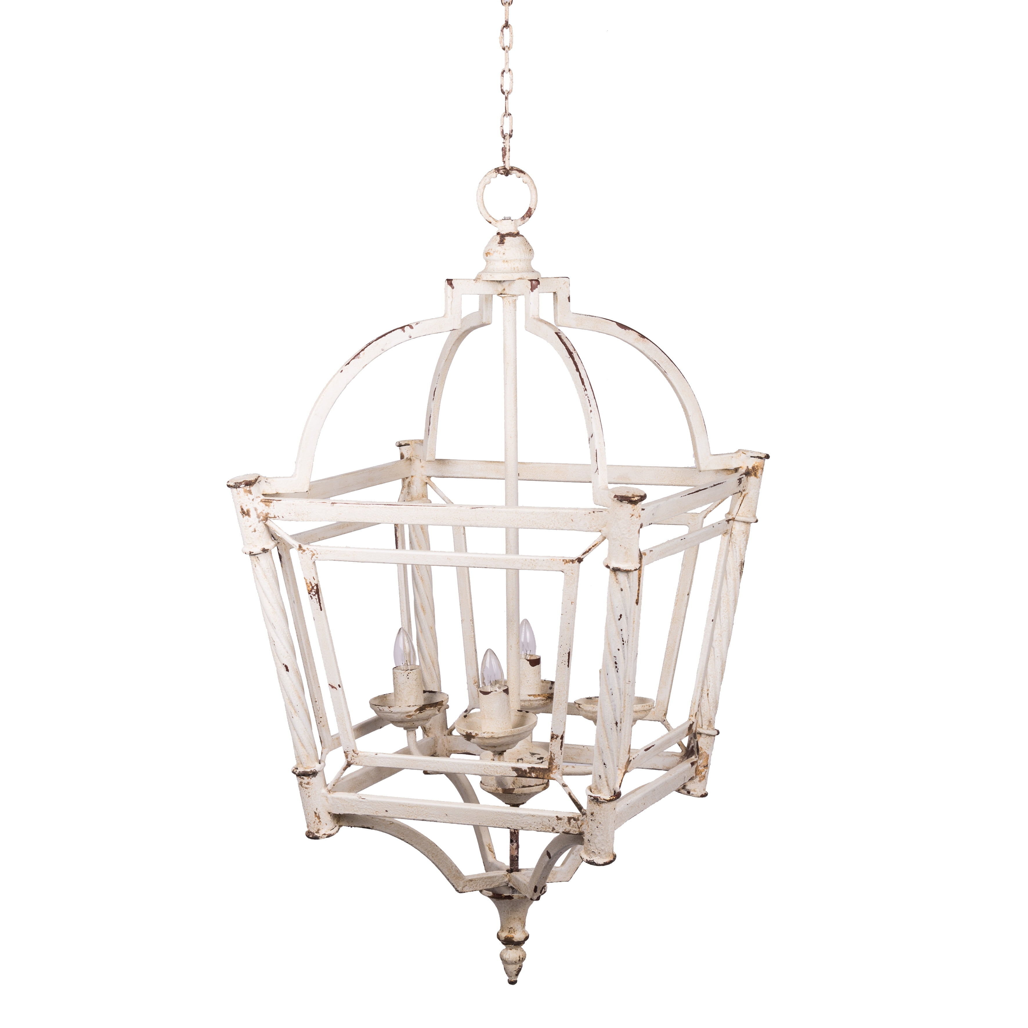 Classic Vintage Bird Cage Chandelier - Weathered White - Walmart.com