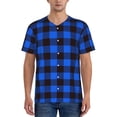 thumbnail image 4 of Haiem Hip Hop Hipster Baseball Jersey Button Down Shirts Sports Uniforms Men Women Jersey(Buffalo Plaid Blue Black,4X-Large), 4 of 9