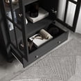 thumbnail image 2 of WIAWG Black 55.1" Perfect Pantry Storage Bookcase Display Cabinet - Glass 2-Door & 1-Drawer for Home Office, 2 of 5