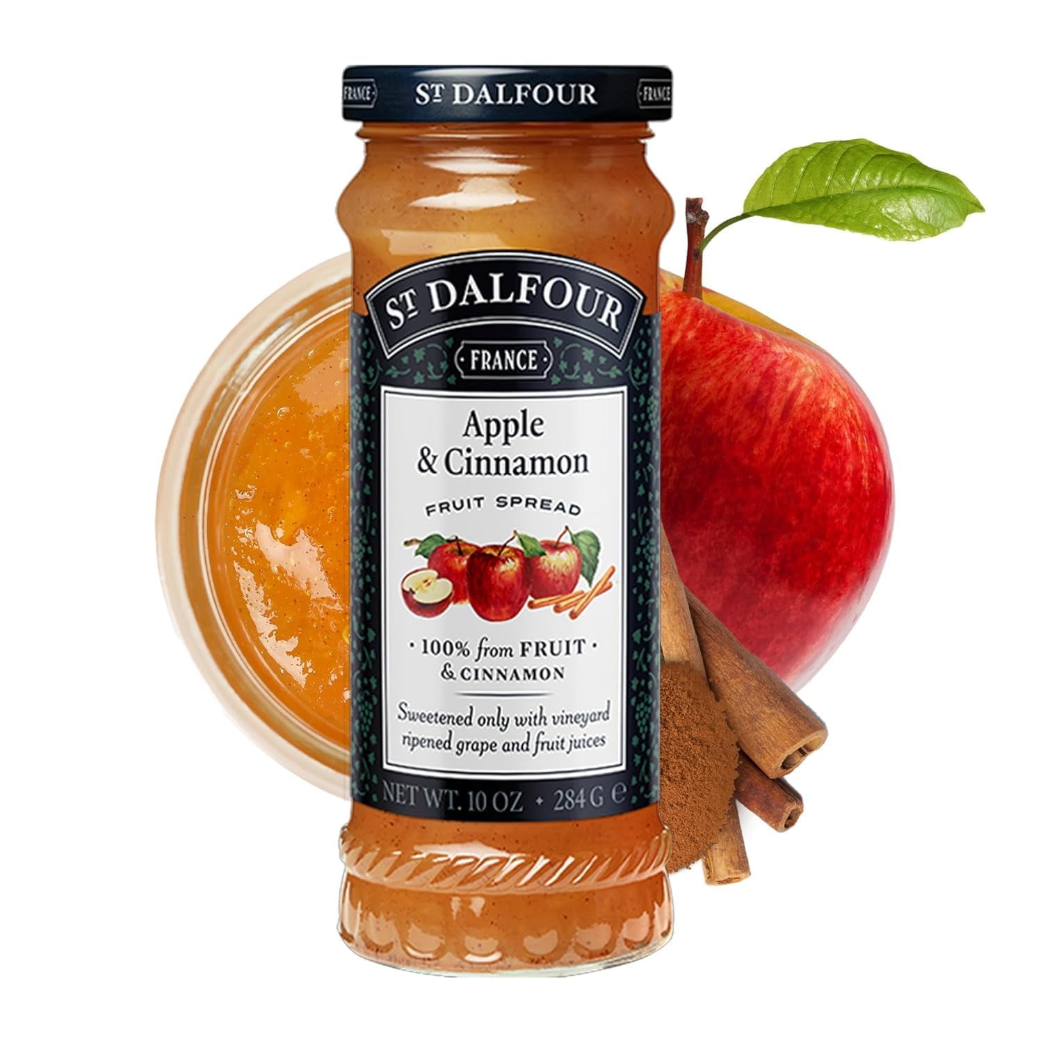 Pack of 6, St Dalfour Apple & Cinnamon Fruit Spread, 10 oz