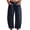 Navy, variant on kaondbfi Women's Print Cropped Pants High Waist Button Fly Casual Loose () Fabric Baggy Trousers with Pockets for Summer