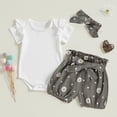 thumbnail image 6 of mgoYE Toddler Baby Girl Summer Clothes 3Months Newborn Infant Girl Clothes Rib Knit Romper Daisy Print Shorts Headband Baby Summer Clothes 0 3 6 12 18 24 Months(Black,3-6 Months), 6 of 7
