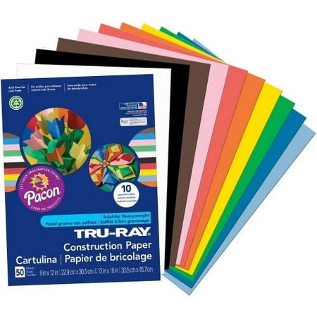 UPC: 0194629087327 | Tru-Ray 9 x 12 Construction Paper Assorted 50 Sheets/Pack 5 Packs/Bundle (PAC103031-5)