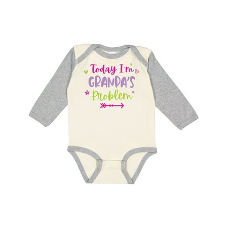

Inktastic Child Funny Today Im Granpas Problem Gift Baby Girl Long Sleeve Bodysuit
