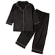thumbnail image 1 of Odeerbi 1-8 Años Niños Niñas Pijama de Satén Con Solapa Entallada Camisa de Manga Larga Conjunto de Pantalones Suave Ropa de Dormir de Dos Piezas Pijama de Dos Piezas, 1 of 9