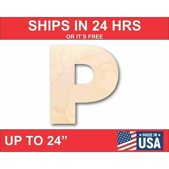 Unfinished Wood Block Letter P - Craft - up to 46" DIY 18" / 1/2"