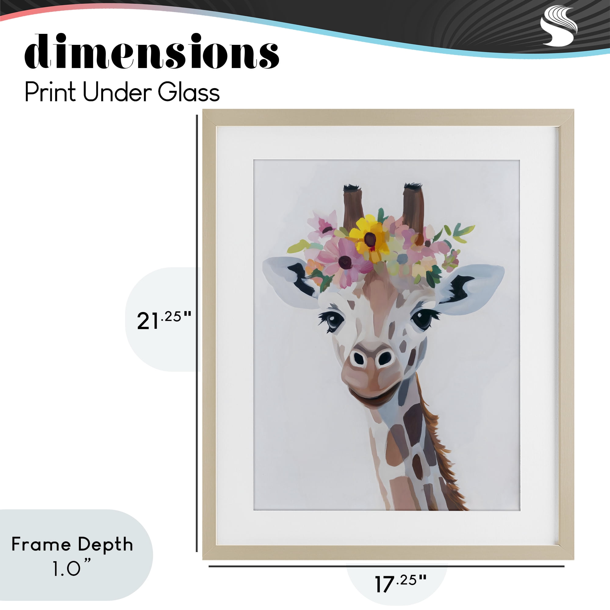 Stupell Industries Flower Crown Giraffe Birch Framed Print Under Glass, design by The Prints Vibe