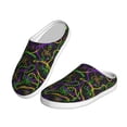 thumbnail image 2 of Daiia Neon Mardi Gras Print Women’s Fuzzy Slippers Memory Foam Lightweight House Shoes Cozy Loafer Flannel House Shoes-40/41, 2 of 7