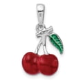 thumbnail image 4 of Quality Gold Sterling Silver Polished 3D Enameled Cherries Pendant, 4 of 5