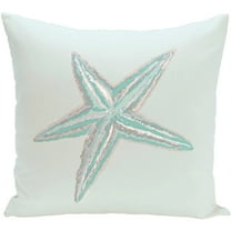 Simply Daisy 16" x 16" Sea Star Coastal Print Outdoor Pillow Cojines Para Muebles de Patio, Aqua