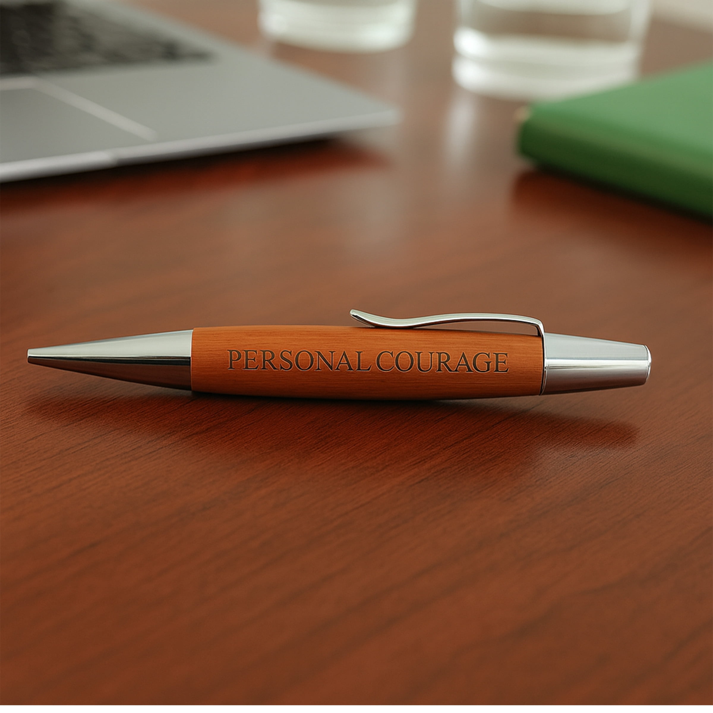 Set of 7 Engraved Wood Ballpoint Pens – Inspirational Gift Set with Affirmations: Loyalty, Integrity, Honor, Respect, Personal Courage, Selfless Service, Duty – Professional & Religious Office Gifts