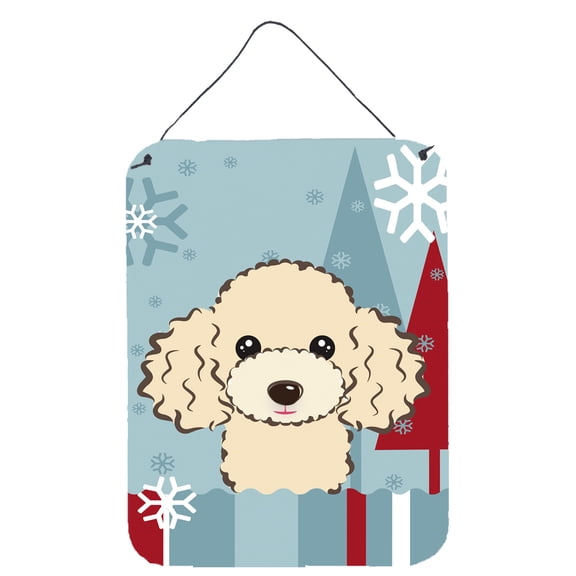 Caroline's Treasures BB1754DS1216 Winter Holiday Buff Poodle Wall or Door Hanging Prints, 12x16, multicolor