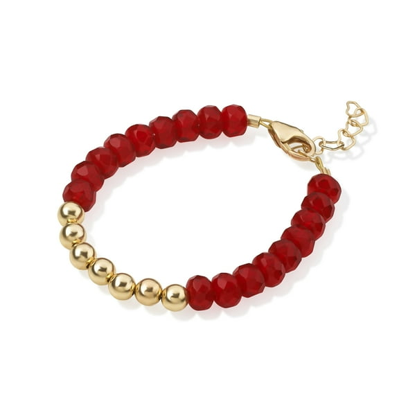 Red Crystal and Gold Bead Infant Toddler Girls Stackable Bracelet | Luxury Child Bracelet Gift | Baby Girls Bracelet (B1915)