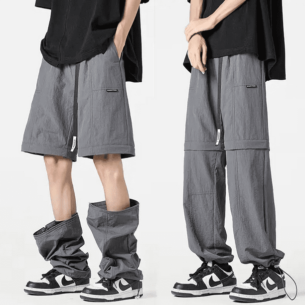 Pantalones de hombre desmontables de dos vías, nuevos pantalones cargo funcionales, holgados, de pierna recta, de marca de moda, pantalones casuales versátiles