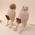 thumbnail image 2 of Newborn Baby Hat Windproof Solid Color High Elasticity Ultra-Thick Ear Protection Winter Warm Infant Knitted Beanie, 2 of 10