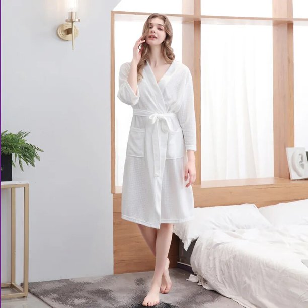 HONGHANYUAN Men Women Spring and Autumn Thin Terry Cloth Bath Robe Towel Bathrobe Nightgown Ladies Sexy Pajamas