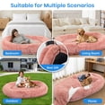 thumbnail image 4 of 78 x 51 x 12inches Human Dog Bed Fits Adult 10 CM Thick Memory Foam Washable Oversize Dog Bed with Plump Pillow and Blanket and Strap（Pink), 4 of 6