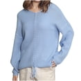 thumbnail image 2 of PEONAVET Chandail Col Roulé Femme Blouses Décontractées à Blocs de Couleur Manches Longues Col Rond Haut/chemises, 2 of 3