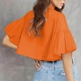 thumbnail image 5 of Yubnlvae Red Womens Cute Sleeve Crop Tops Collar Button down Loose Tees Shirts Blouse, M, 5 of 9