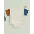 thumbnail image 4 of Wassery Baby Boys Girls 4th of July Outfits 3M 6M 12M 18M Infant Girls Summer Romper Short Sleeve Letter Print Contrast Color Playsuit, 4 of 8