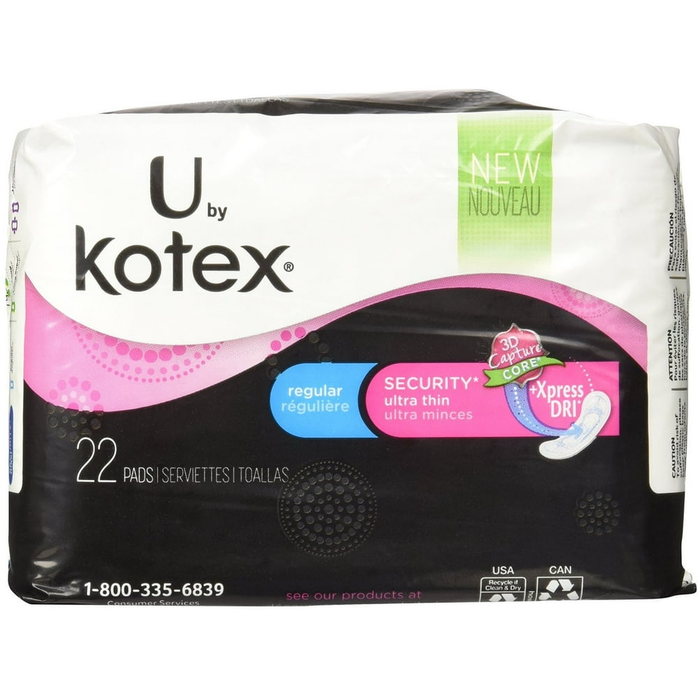 6 Pack Kotex Ultra Thin Pads Regular Unscented 22 Each