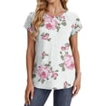 thumbnail image 3 of Aqestyerly Haut à Manches Courtes, Blouse Décontractée à Manches Courtes et Col Rond pour Femmes, Mode Imprimée, Confort Quotidien (TG), 3 of 6