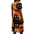 thumbnail image 5 of Womens Halloween Dress Pumpkin V Neck Spider Fall Wedding Guest Dress Skeleton Short Sleeve Funny Wrap Dresses 2XL, 5 of 5