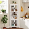 thumbnail image 4 of Costway 67" Tall Corner Hutch with  4 Fluted Glass Doors 3-Level Adjustable Shelves White, 4 of 11