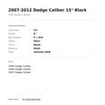 thumbnail image 2 of Dodge Caliber Wheel 2007-2012 15" Factory OEM Black 41506J25620AA, 2 of 2