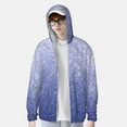 thumbnail image 4 of Goofa Glittering Blue Purple Printed Women's UPF 50+ Sun Protection Hoodie Jacket Lightweight Long Sleeve Sun Shirt for Women with Pocket Hiking Outdoor-Small, 4 of 9