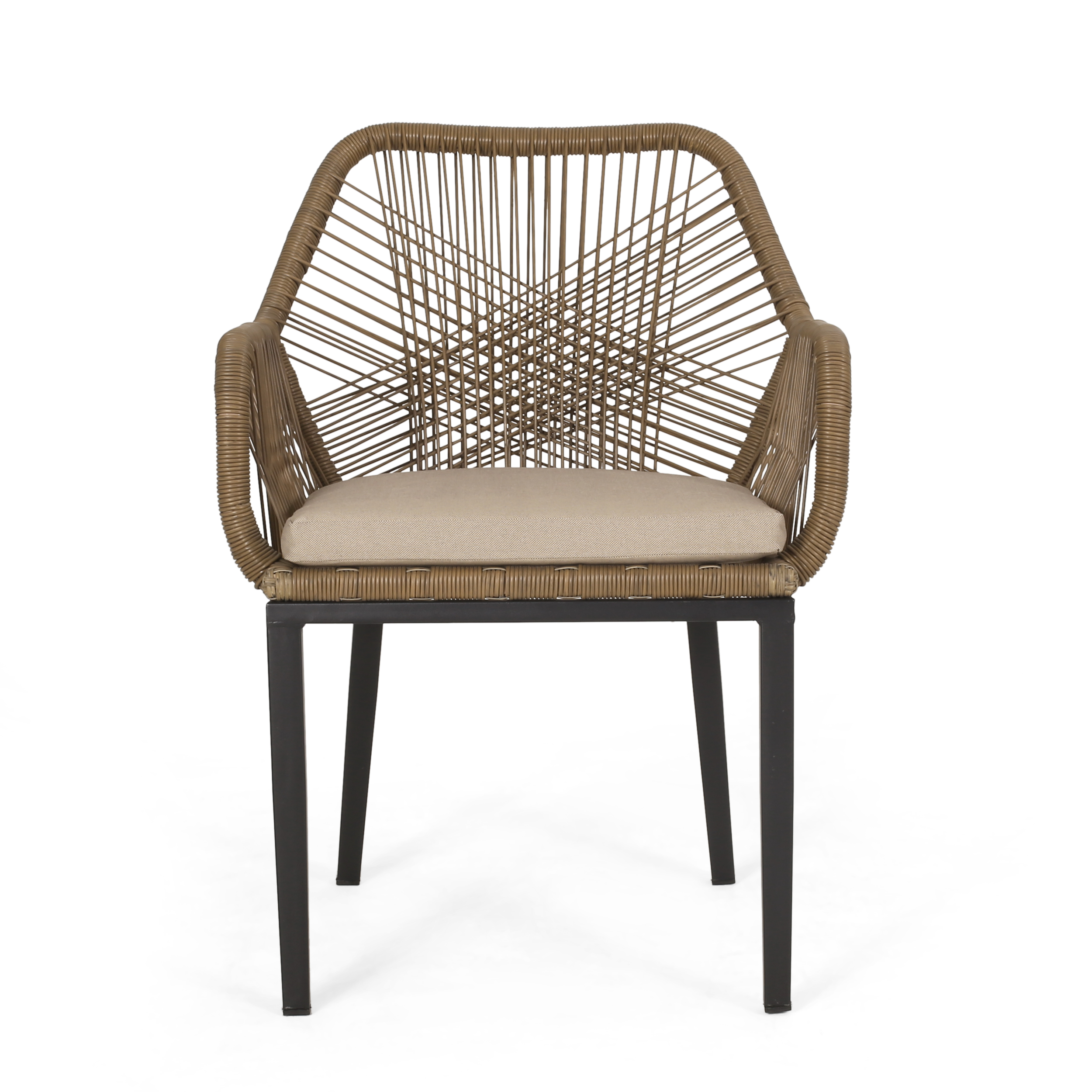 Outdoor Leisure Combination Seat Set, Wicker Structure Conversation Furniture for Patio Garden, Light Brown
