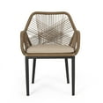 thumbnail image 3 of GDF Studio Fromberg Outdoor Wicker 3 Piece Chat Set with Cushion, Light Brown and Beige, 3 of 12