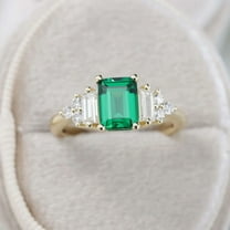 vylahjewellery Green Emerald Cut Customize 3 Ct Diamond Ring Plated White Gold Promise Ring Moissanite Anniversary Gift Ring for Her