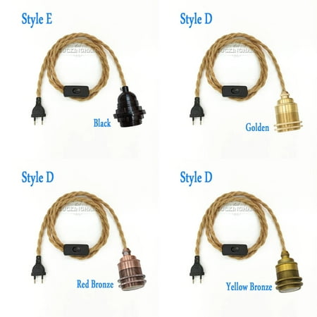 

WAGZOQN Vintage Retro Hemp Rope Hanging Light Wire with E27 Edison Bulb Socket EU Plug Power Cord and ON/OFF Switch for Classic Lamps 2/3 Meters Length