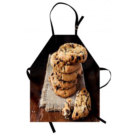 

Cookie Apron Homemade Brown Baked Doughy Goods and Crumbs Dessert Focused Treats Cooking Theme Unisex Kitchen Bib with Adjustable Neck for Cooking Gardening Adult Size Multicolor by Ambesonne