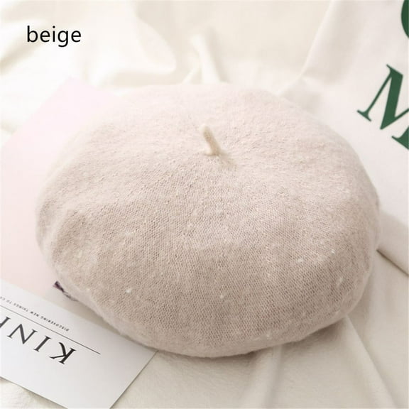 French Baggy Winter Warm Autumn Beret Hat Felt Berets Flat Cap Hat Wool Beret Cap BEIGE