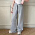thumbnail image 5 of TIREOW Girls Sweatpants Elastic High Waist Straight Wide Leg Drawstring Sweatpants Kids Fashion Casual Baggy Pants, 5 of 9