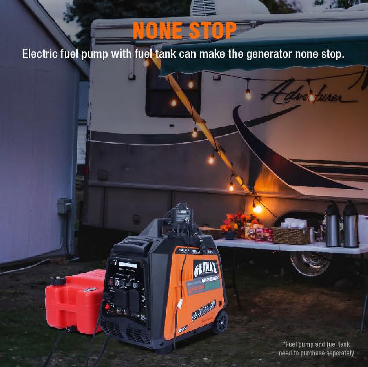 GENMAX 4600W Dual Fuel Inverter Generator, Super Quiet, Remote Start with 120V&240V and LED Light for Camping and Home Backup